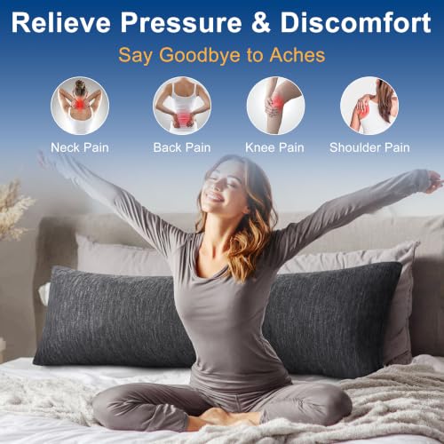 Hiasan Cooling Body Pillow for Adults, Memory Foam Insert 20x60 Inch Grey