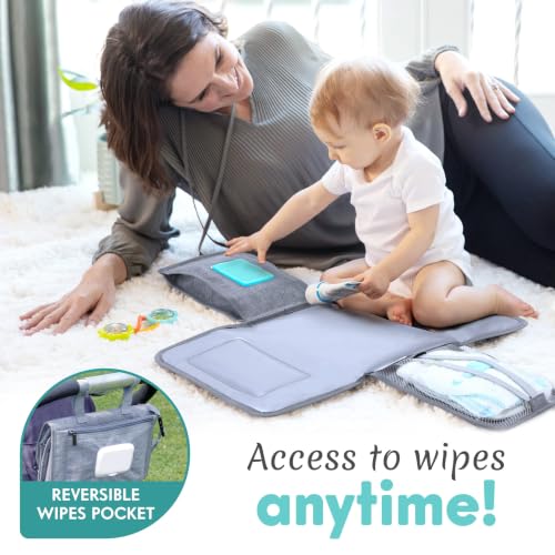 Kopi Baby Portable Diaper Changing Pad with Wipes Pocket, Modern Grey - color: Grey, size: Modern