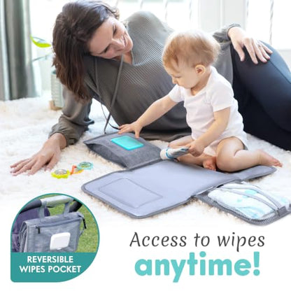 Kopi Baby Portable Diaper Changing Pad with Wipes Pocket, Modern Grey - color: Grey, size: Modern