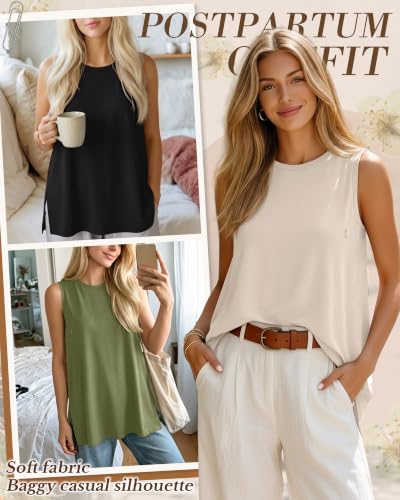 4 Pack Nursing Breastfeeding Tank Tops - color: Yellow, Green, Cream, Black, size: Small