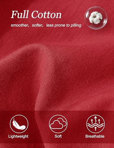 YUCOLEN Womens Shirts Cotton Short Sleeve Tops V Neck Casual Basic Tees - color: A-red, size: Medium
