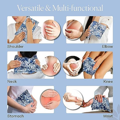 SacksyThyme Microwave Heating Pad for Pain Relief, Flaxseed & Cherry Pit Herbal Heating Pad, Hot Cold Therapy (Indigo) - color: Indigo