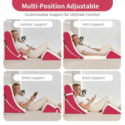 Wedge Pillow Set for After Surgery,White/Red,4PCS-22 - color: White/Red, size: 4PCS-22''