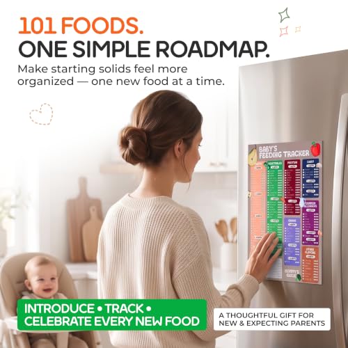 Baby First Foods Tracker - 101 Foods Before 1 Fridge Magnet with 2 Markers