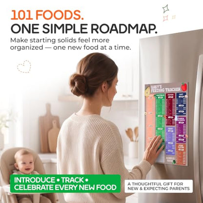Baby First Foods Tracker - 101 Foods Before 1 Fridge Magnet with 2 Markers