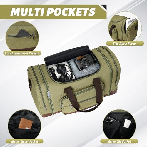 50L Expandable Canvas Duffle Bag Weekender Travel Carry On Gym - color: Green