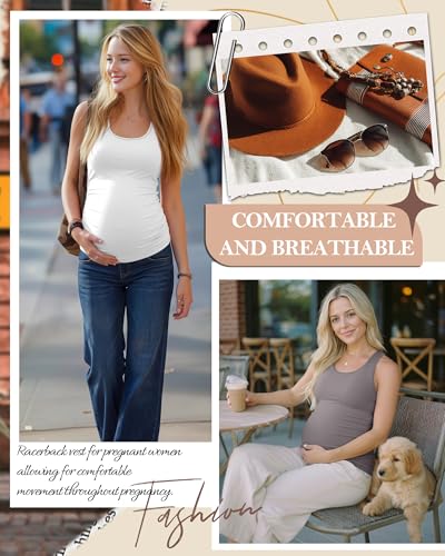 4 Pack Women's Maternity Tank Tops - color: Black, Light Gray, White, Coffee, size: XX-Large
