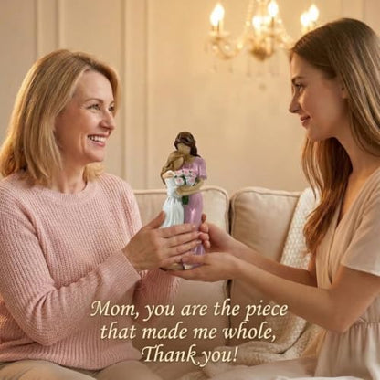 Mother Daughter Figurine for Mom, Heartfelt Gift for Mom from Daughter - color: Pink