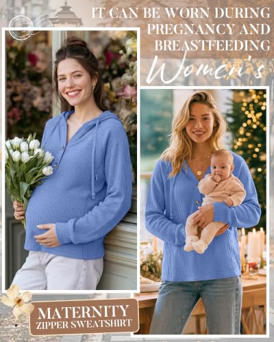 Neer Women's Nursing Hoodies Breastfeeding Shirts - color: Light Blue, size: Small