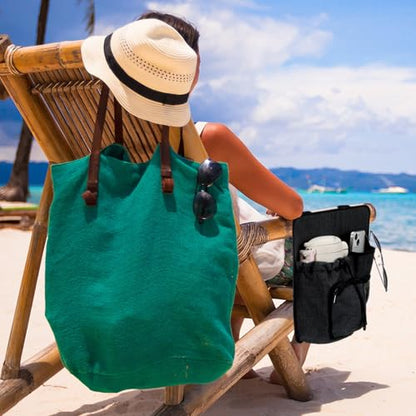 4 Pockets Beach Chair Cup Holder Organizer Phone Caddy, Dark Gray - color: Dark Gray