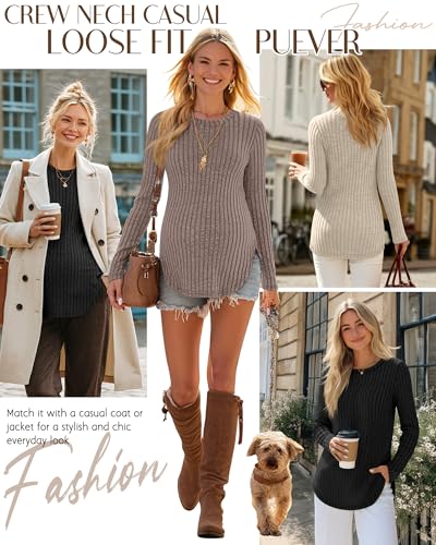 3 Pack Maternity Shirts Pregnancy Sweaters Tunic Tops - color: Coffee, Apricot, Black, size: Medium