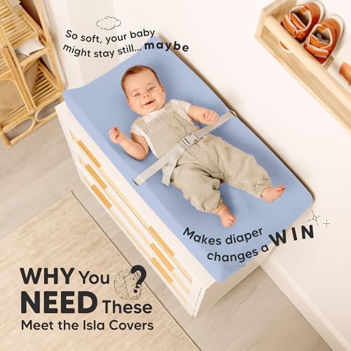 2-Pack Baby Changing Pad Cover for Girl, Boy, 34x18 (Blue Flax) - color: Blue Flax, size: Viscose derived from Bamboo