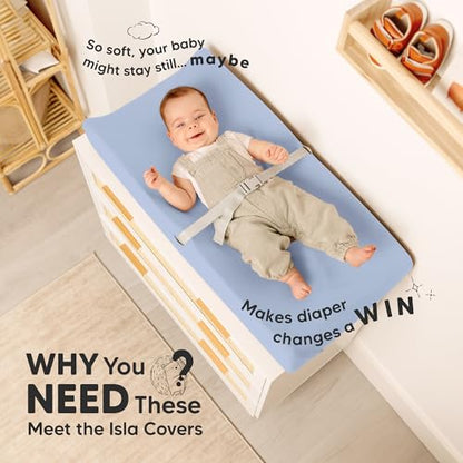 2-Pack Baby Changing Pad Cover for Girl, Boy, 34x18 (Blue Flax) - color: Blue Flax, size: Viscose derived from Bamboo