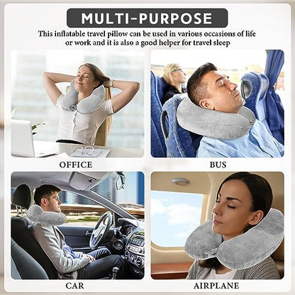Sintuff 2 Inflatable Neck Pillow Airplane Travel,Gray - color: Gray