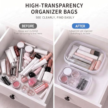 Clear Hard Shell Zipper Case, 6 Pack Diaper Bag Organizer Pouches Set
