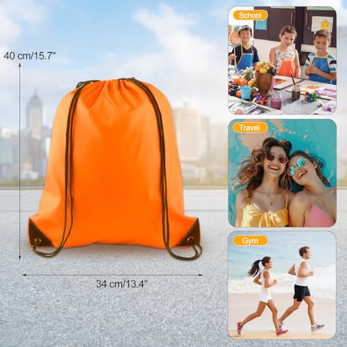 KUUQA 2Pcs Orange Drawstring Backpack Bags - color: Orange