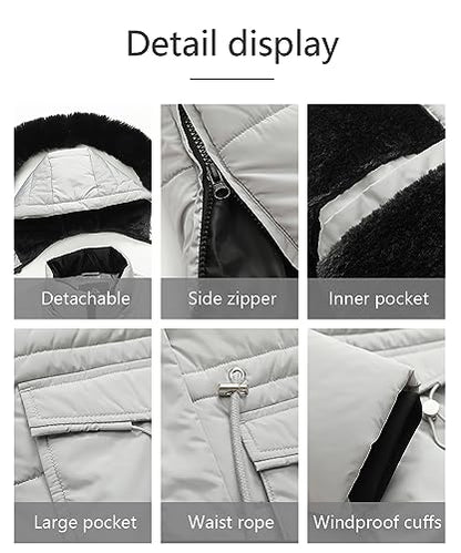 MOERDENG Women's Long Winter Puffer Coat Waterproof Warm Maxi Down Jacket - color: Light Grey, size: 3X-Large