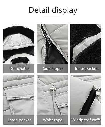 MOERDENG Women's Long Winter Puffer Coat Waterproof Warm Maxi Down Jacket - color: Light Grey, size: Medium