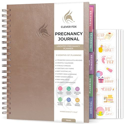 Clever Fox Pregnancy Journal, Expecting First Time Mom Planner Pearl - color: Pearl, size: 9" x 10.5" Regular Edition