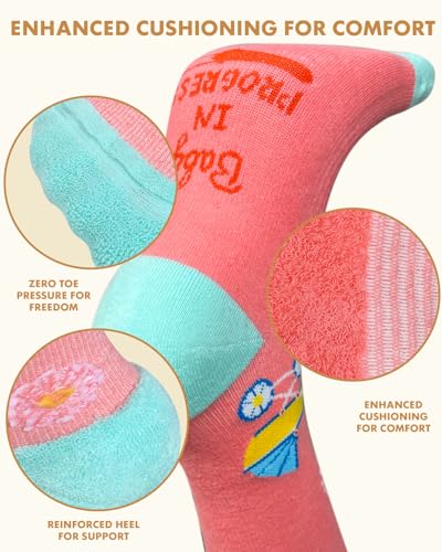 Thick Soft Cotton Compression Socks - color: Two-tone Pink Maternity, size: XX-Large