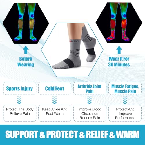 NEENCA Professional Compression Socks for Women Men Circulation, 20-30 mmHg - color: Gray Black, size: Large