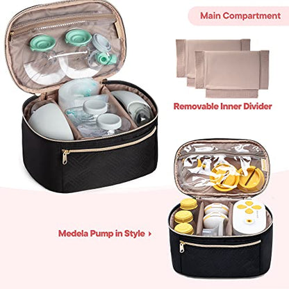 Fasrom Wearable Breast Pump Bag, Portable Pump Carrying Case for Moms - color: Black