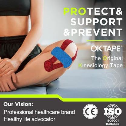 OK TAPE PRO Kinesiology Tape Uncut Roll Bulk, Elastic Physical Therapy Tape - color: Mixed, size: 4 pack