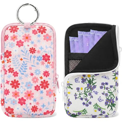 2PCS Tampon Holder Zipper Pouches Portable Period Bags - color: Floral