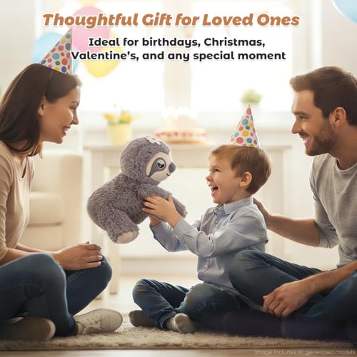 Coolable & Microwavable Weighted Sloth Stuffed Animal, Sitting Heat Plush - style: Sloth