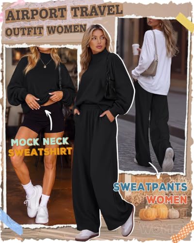 Neer Women's 2 Piece Set Sweatsuits Lounge Outfits Set - color: Black, size: X-Small