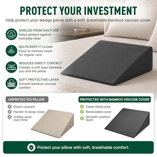 PLANETOFBAMBOO 100% Bamboo Viscose Wedge Pillow Cover 24" L x 24" W x 7" H - size: 24"L x 24"W x 7"H