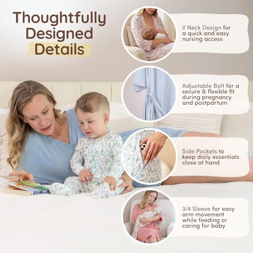 Maternity Robe - Botanical Collection - color: Blue, size: 3X-Large