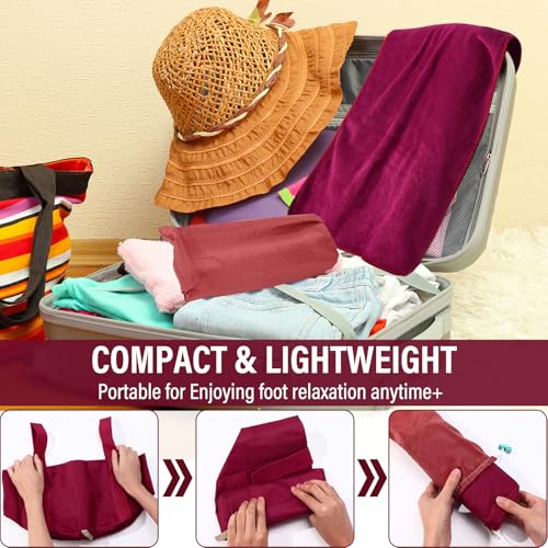 FillTouch 6 Set/ 12 Pcs Foot Soaking Tub with Towel Kit, Claret - color: Claret