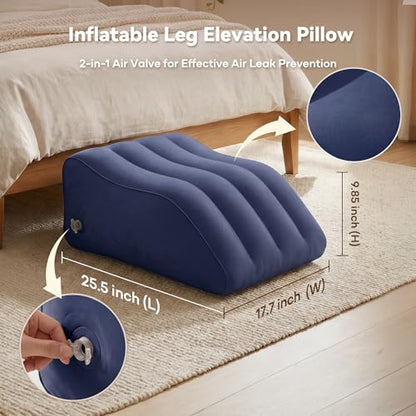 Inflatable Leg Elevation Pillow for Sleeping, Blood Circulation - color: Blue