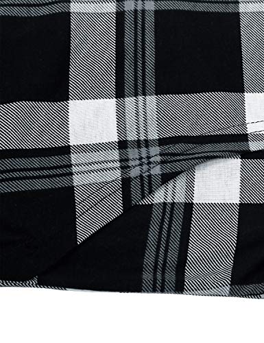 Joymom Maternity Rolled Long Sleeve Nursing Tops Tunic Blouses Breastfeeding - color: 1-4 Black White Plaid, size: Medium