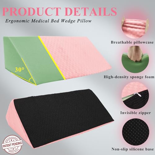Bed Wedge Pillow for Side Sleeping Foam Filled Body Positioning - color: Light Pink