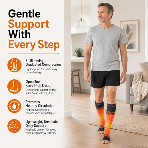 Doc Miller Open Toe Compression Socks 8-15 mmHg for Women & Men, 1 Pair - color: Dark Blue, size: Small