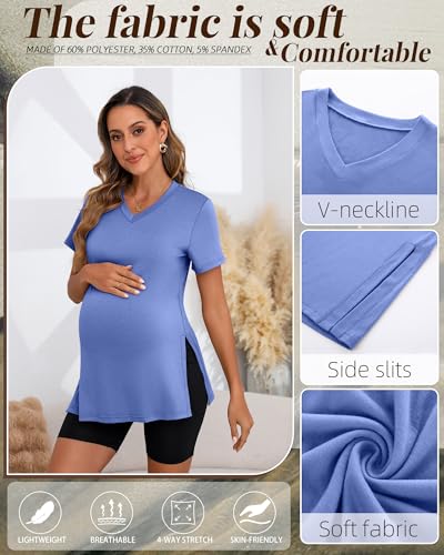 Ficerd 3 Pack Women's Maternity Shirts - color: Black, Apricot, Sky Blue, size: Medium