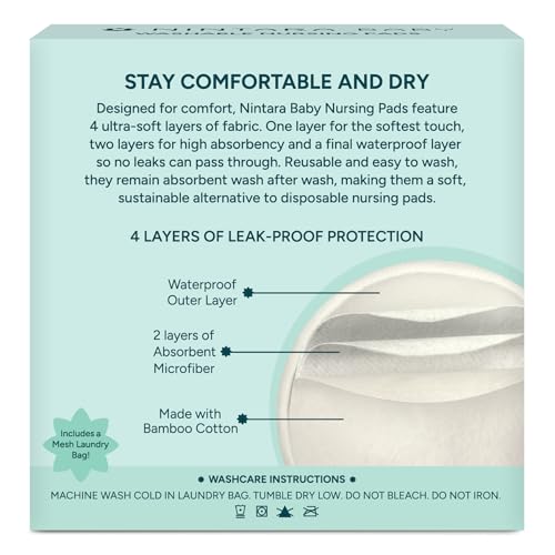 Nintara Baby Reusable Nursing Pads – Pack of 10 with Laundry Bag - size: Pack of 10
