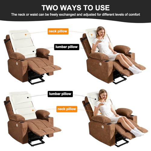 2-in-1 Neck & Lumbar Support Pillow with Adjustable Height and Ergonomic backrest Design, Suitable for recliners, Sofas, high-Back Rocking Chairs, Relieve Back Pressure. (White) - color: White