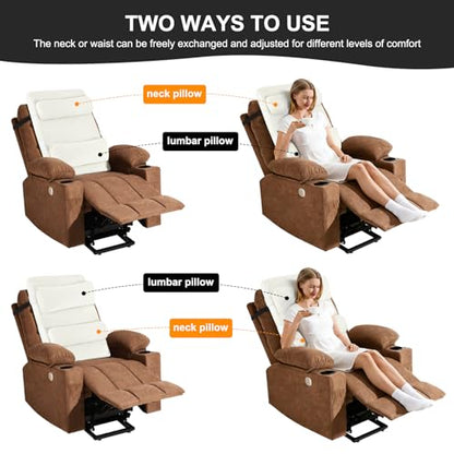 2-in-1 Neck & Lumbar Support Pillow with Adjustable Height and Ergonomic backrest Design, Suitable for recliners, Sofas, high-Back Rocking Chairs, Relieve Back Pressure. (White) - color: White