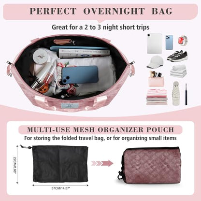 Geestock Travel Duffle Bag - Weekender Overnight Bags for Women, Pink