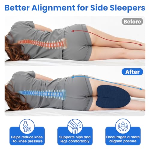 Knee Pillow for Side Sleepers, Gel Memory Foam Sciatic Pillow - color: Blue