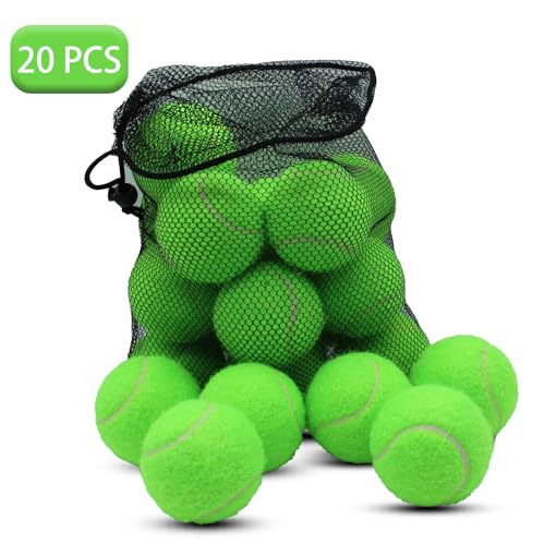 SHYUJAJIE Tennis Ball,20 Pack Practice Balls Bulk,Dog Balls with Mesh Bag - color: Light Green