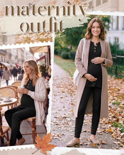Huukeay Maternity Lounge Set Long Sleeve - color: Black, size: Medium