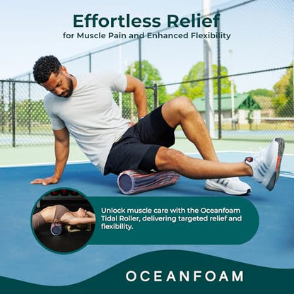 Oceanfoam Tidal Exercise Foam Roller (Red, Dark Navy & Natural Marbled) - color: Red, Dark Navy & Natural Marbled