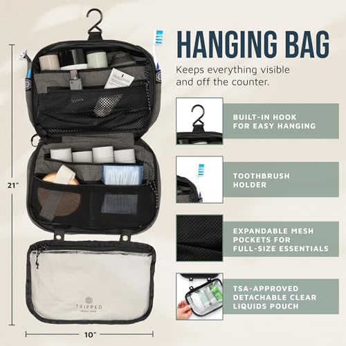 TRIPPED Travel Gear 3-Piece Travel Toiletry Bag Set - color: Grey