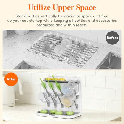 Lifewit 10-Hooks Baby Bottle Drying Rack for Countertop, BPA Free - size: Medium-10 Hooks
