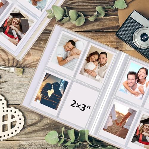 vivinin 2PCS Polaroid Photo Album, 2x3 Inch Pockets Mini Photo Album for 104 Pockets Hold 208 Pictures, Linen Hardcover Polaroid Album Book for Photos, Family Anniversaries, Baby Vacations (Beige) - color: Beige