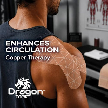 Dragon Tape Copper Infused Kinesiology Tape, Black, Single Roll - color: Black, size: Single Roll